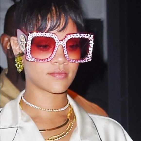 GUCCI SQUARE-FRAME ACETATE SUNGLASSES GG0145S-001 AS SEEN ON RHIANNA - Picture 2 of 8